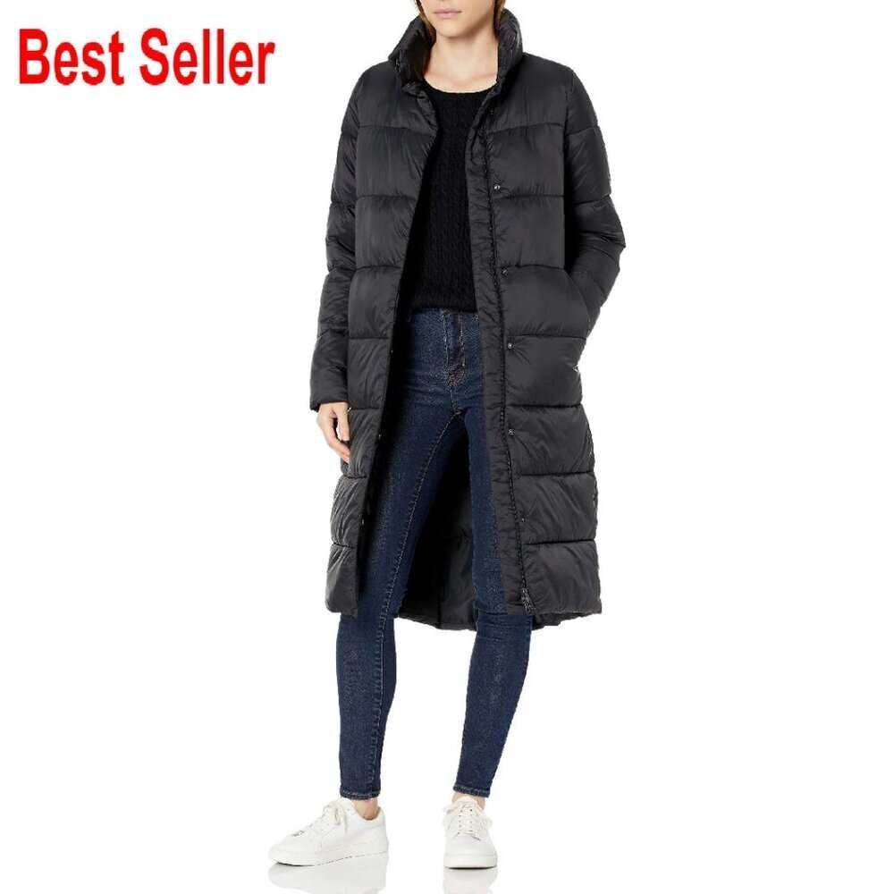 Long Cocoon Puffer Coat Water-Resistant Full-Zip Winter Jacket Chic Minimal